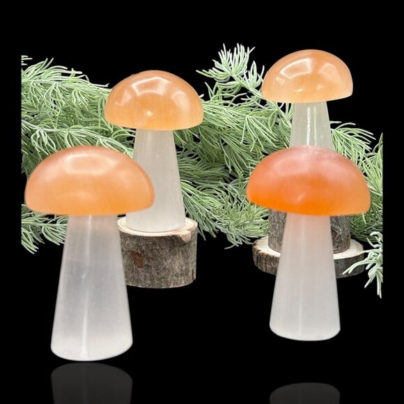 Selenite Crystal Mushroom Light Handcrafted Lamp Healing Glow Organic Home Décor - Picture 7 of 16